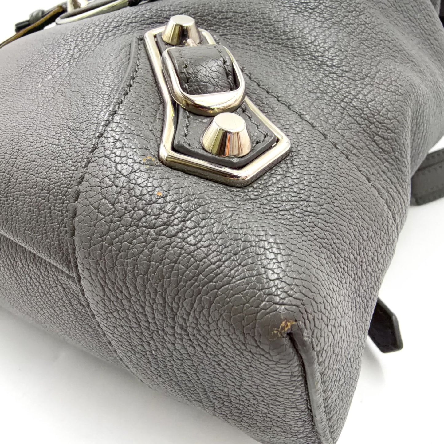 Balenciaga Motocross Leather Gray Backpack Silver — view 7