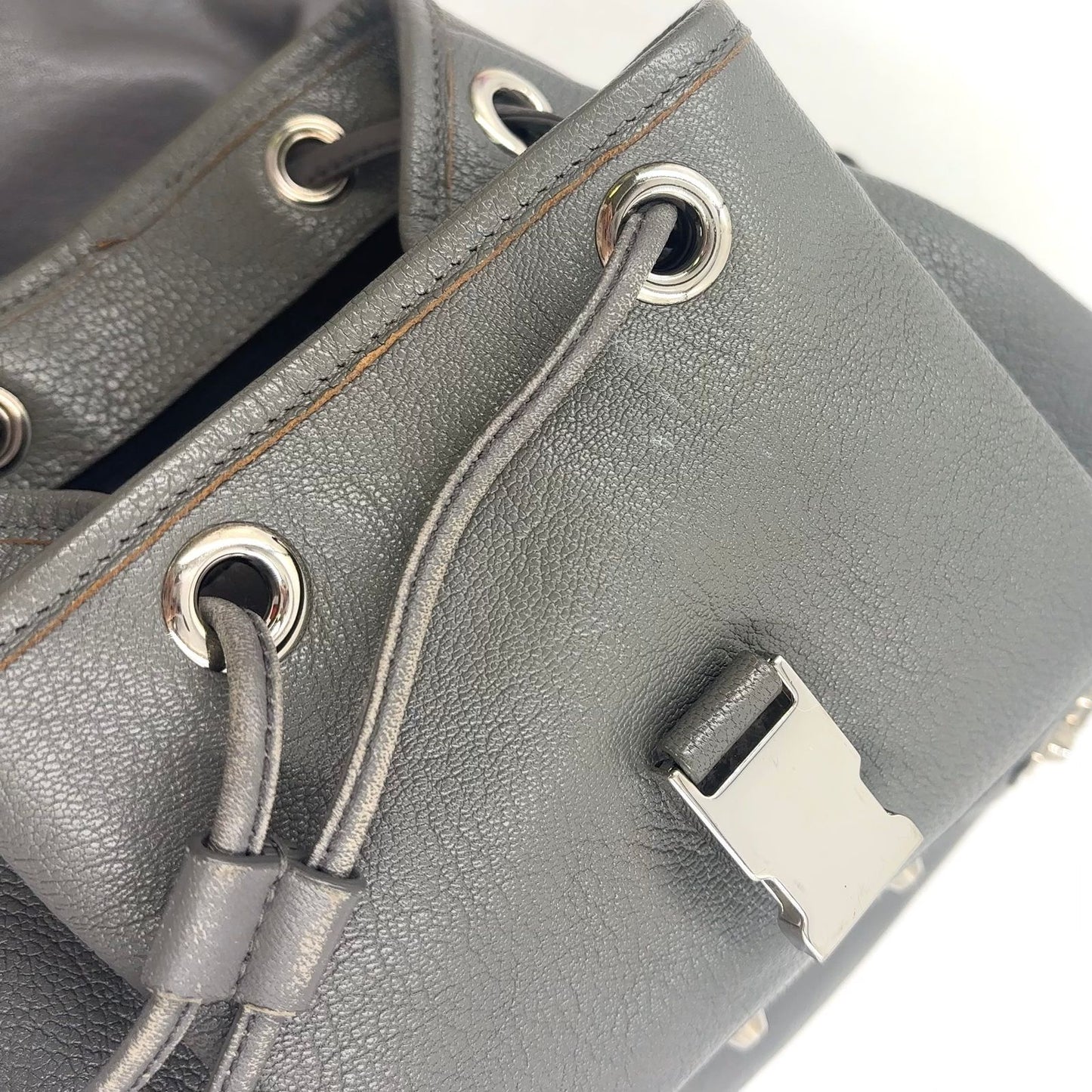 Balenciaga Motocross Leather Gray Backpack Silver — view 8