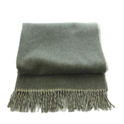 Hermes Shawl Cashmere Fringe Double Face Gray Scarf — view 2