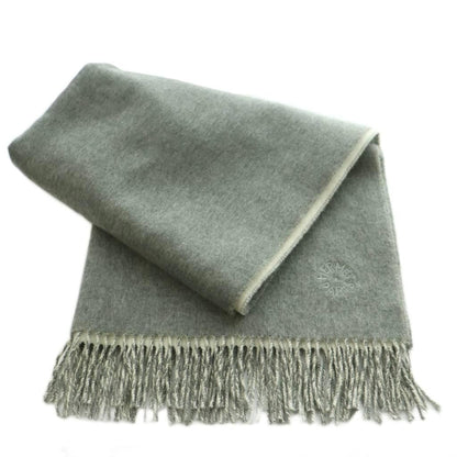 Hermes Shawl Cashmere Fringe Double Face Gray Scarf — view 3