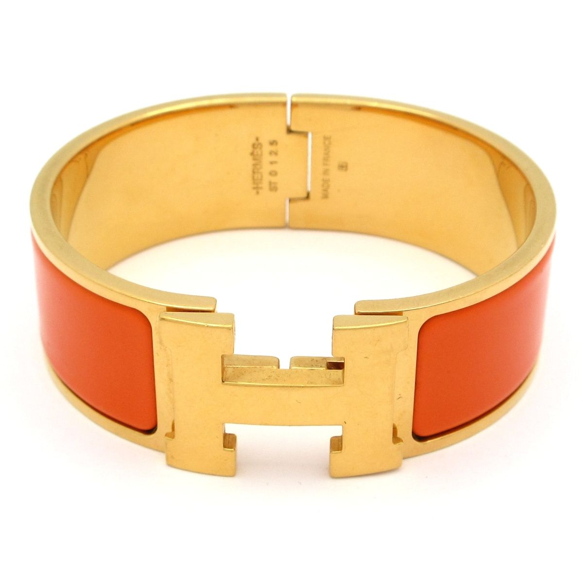 Hermes Bangle Clic Clac Gold Orange Bracelet