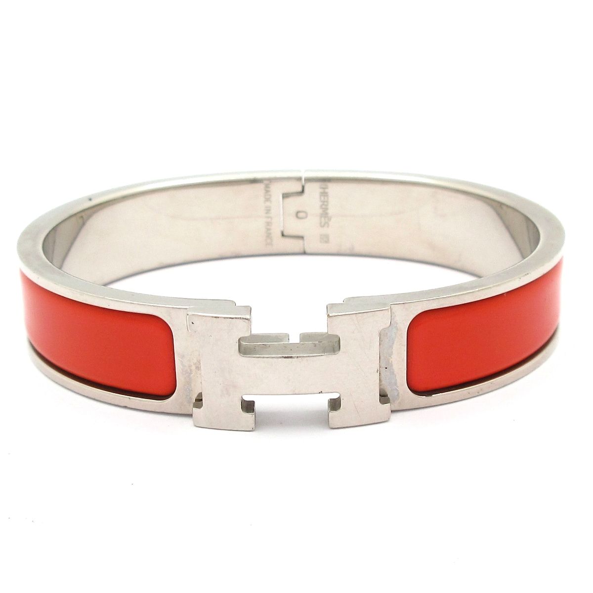 Hermes Bangle Click Silver Orange Bracelet