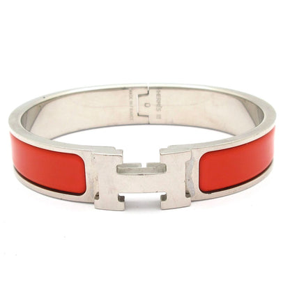 Hermes Bangle Click Silver Orange Bracelet