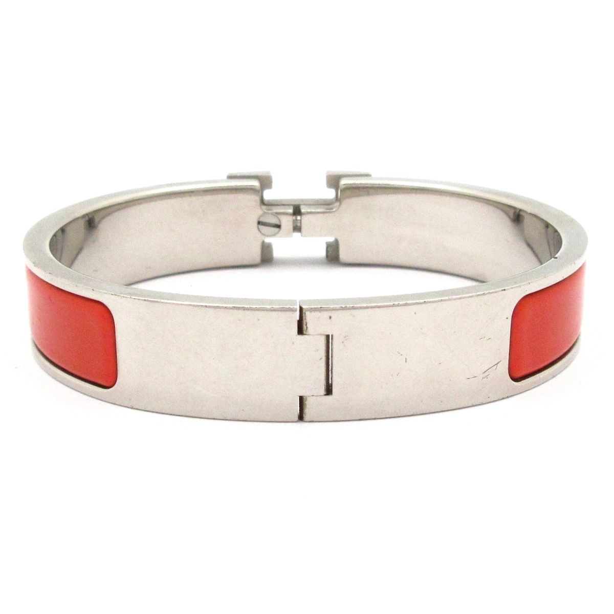 Hermes Bangle Click Silver Orange Bracelet — view 3
