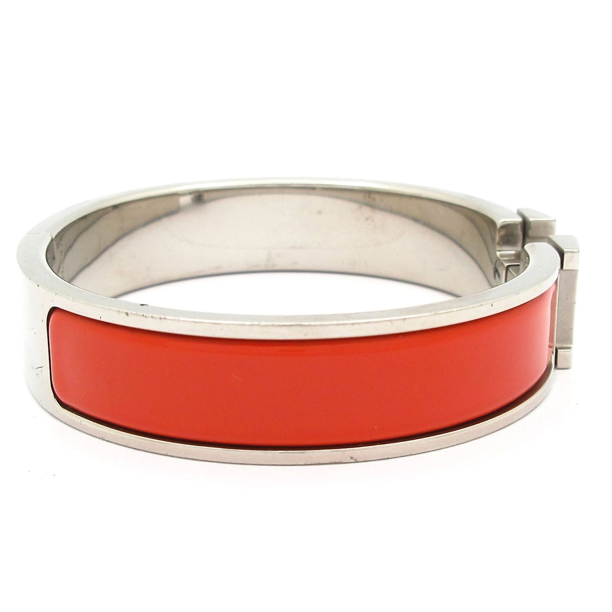 Hermes Bangle Click Silver Orange Bracelet — view 2