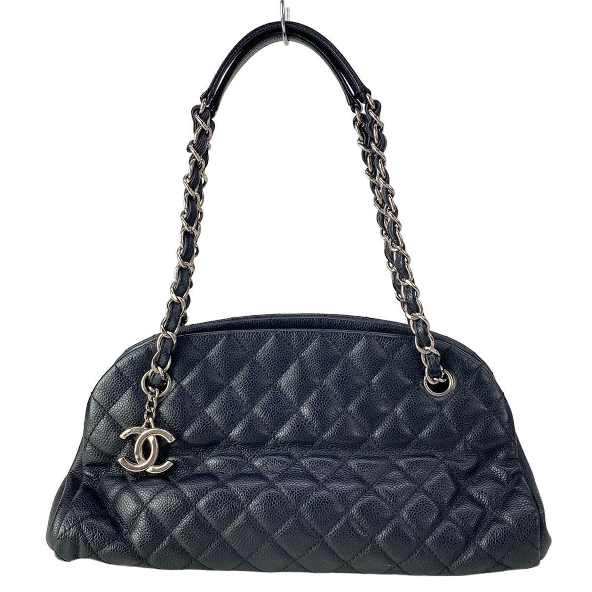 Chanel Shoulder Bag Quilted Black Chain Silver