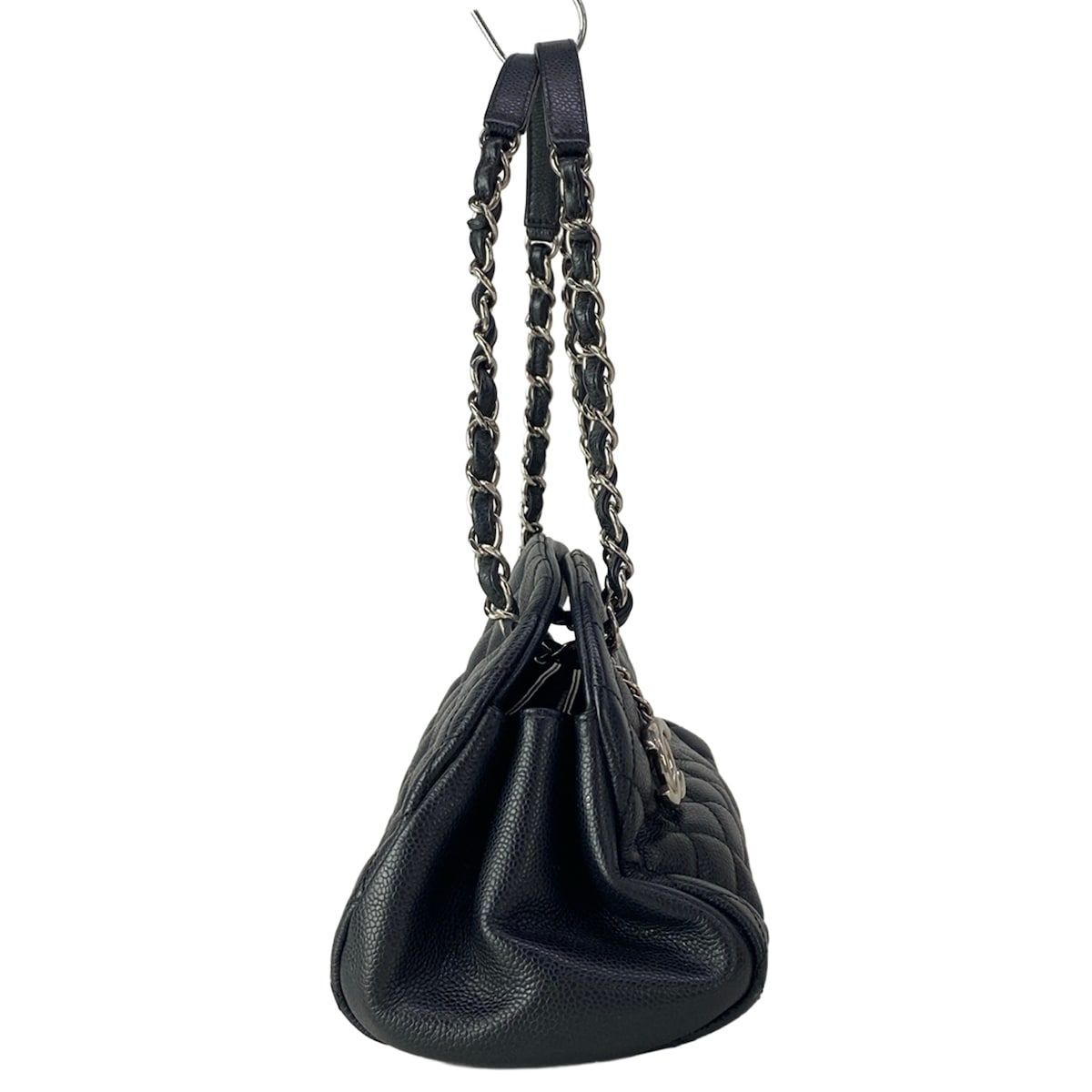Chanel Shoulder Bag Quilted Black Chain Silver — view 2