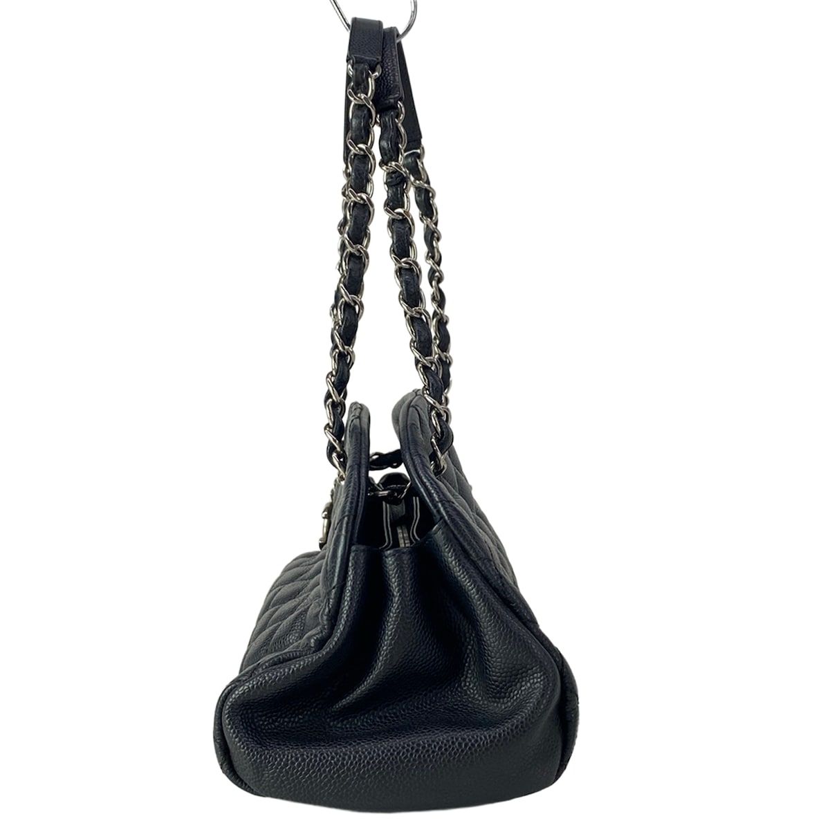 Chanel Shoulder Bag Quilted Black Chain Silver — view 4