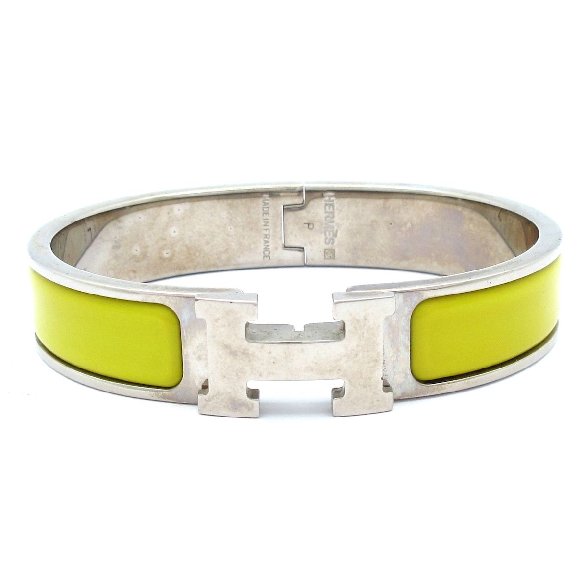 Hermes Bangle Click Silver Yellow Bracelet