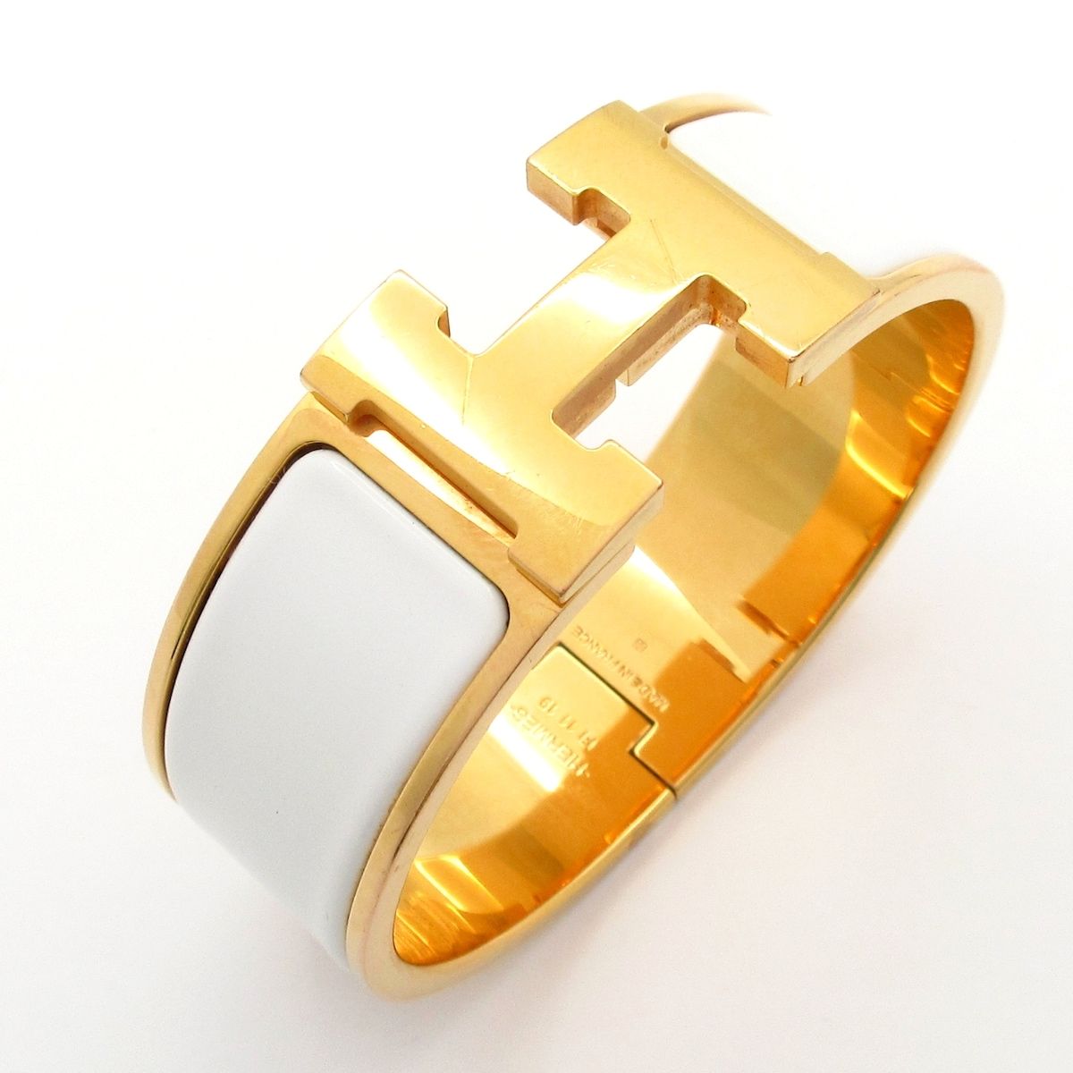 Hermes Bangle Clic Clac Gold White Bracelet — view 6