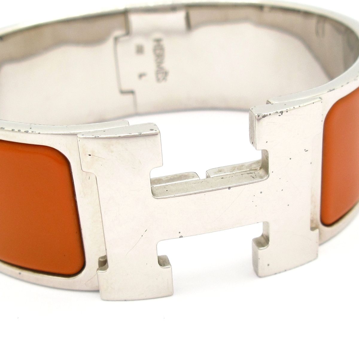 Hermes Bangle Clic Clac Silver Brown Bracelet — view 5
