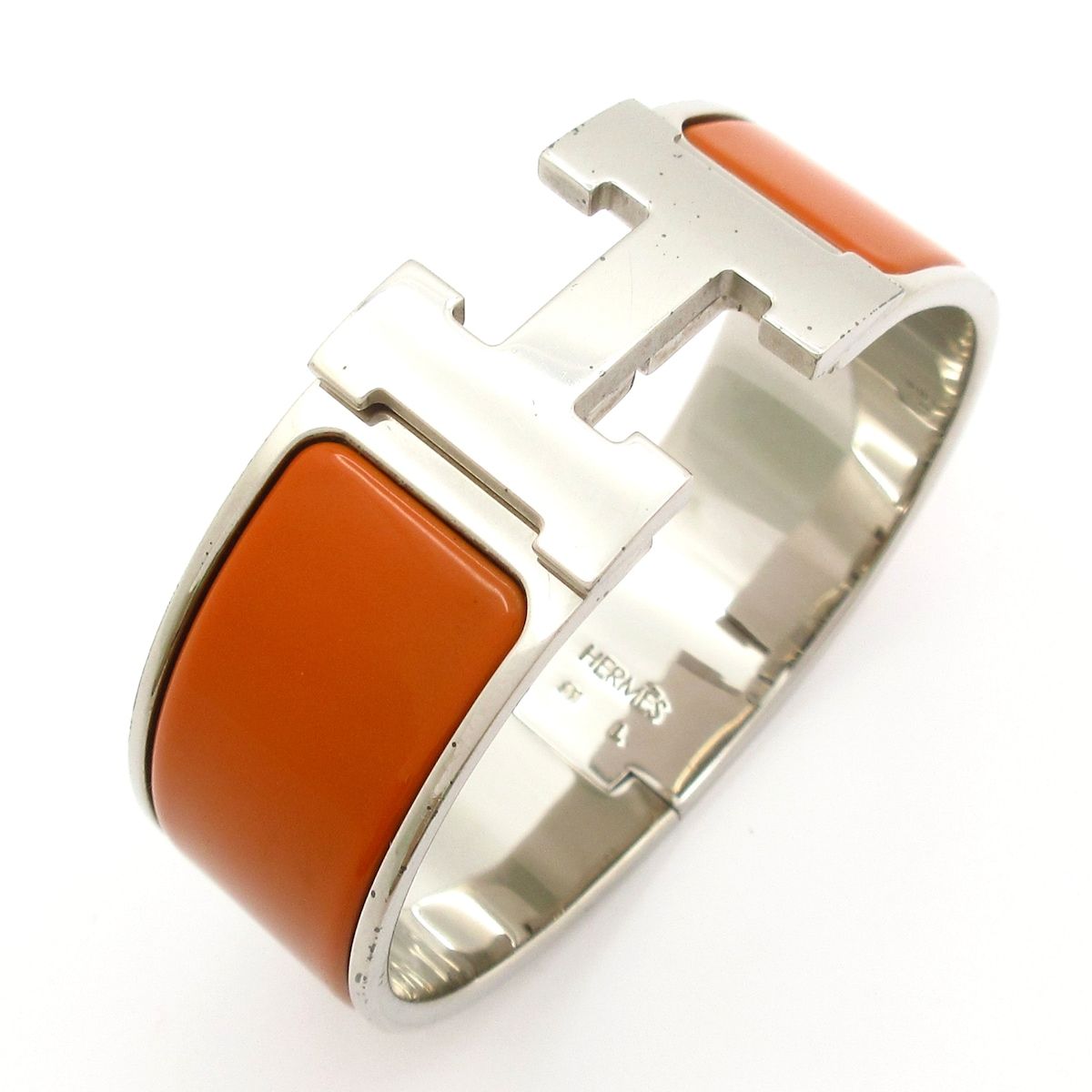 Hermes Bangle Clic Clac Silver Brown Bracelet — view 6