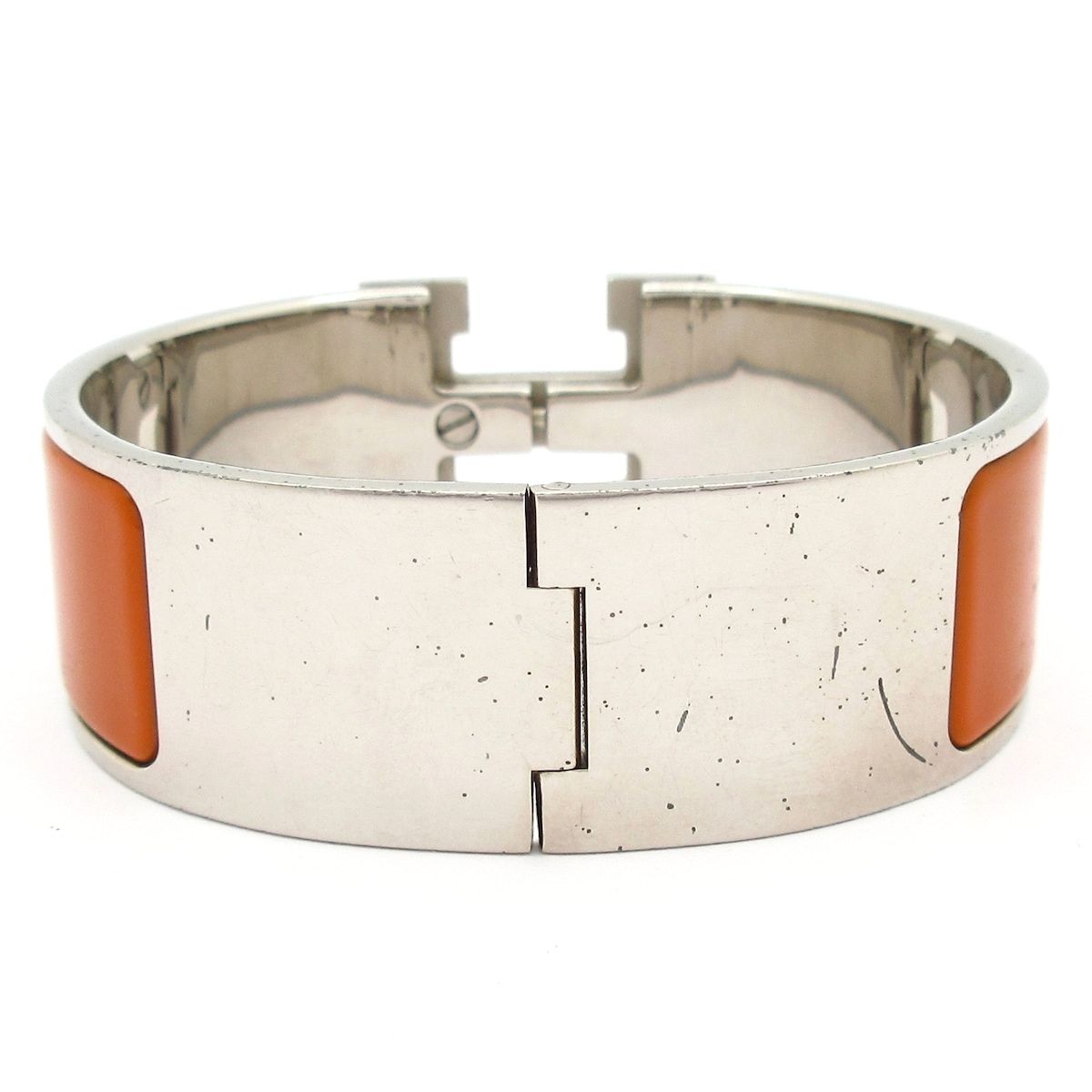 Hermes Bangle Clic Clac Silver Brown Bracelet — view 3