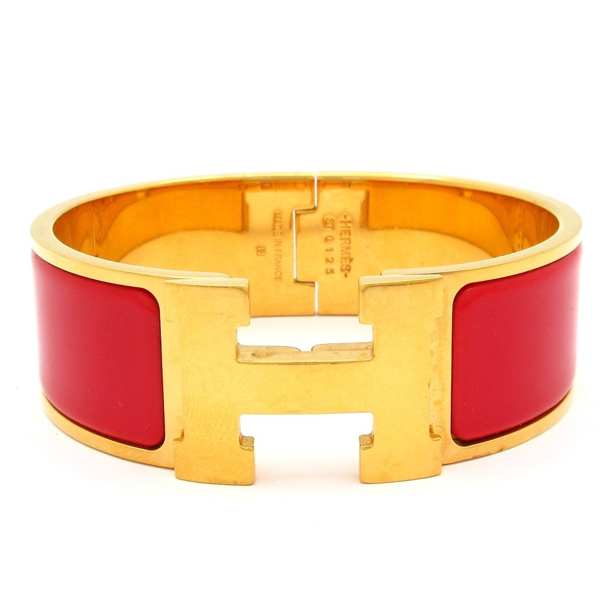 Hermes Bangle Clic Clac Gold Red Bracelet