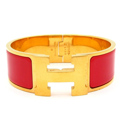 Hermes Bangle Clic Clac Gold Red Bracelet