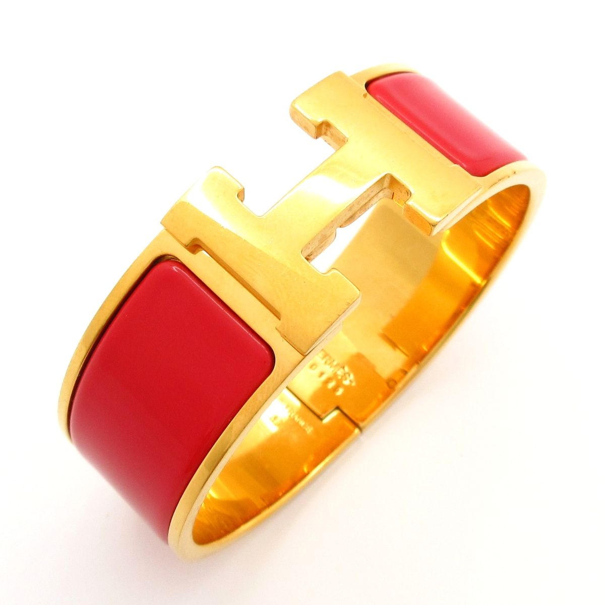 Hermes Bangle Clic Clac Gold Red Bracelet — view 6