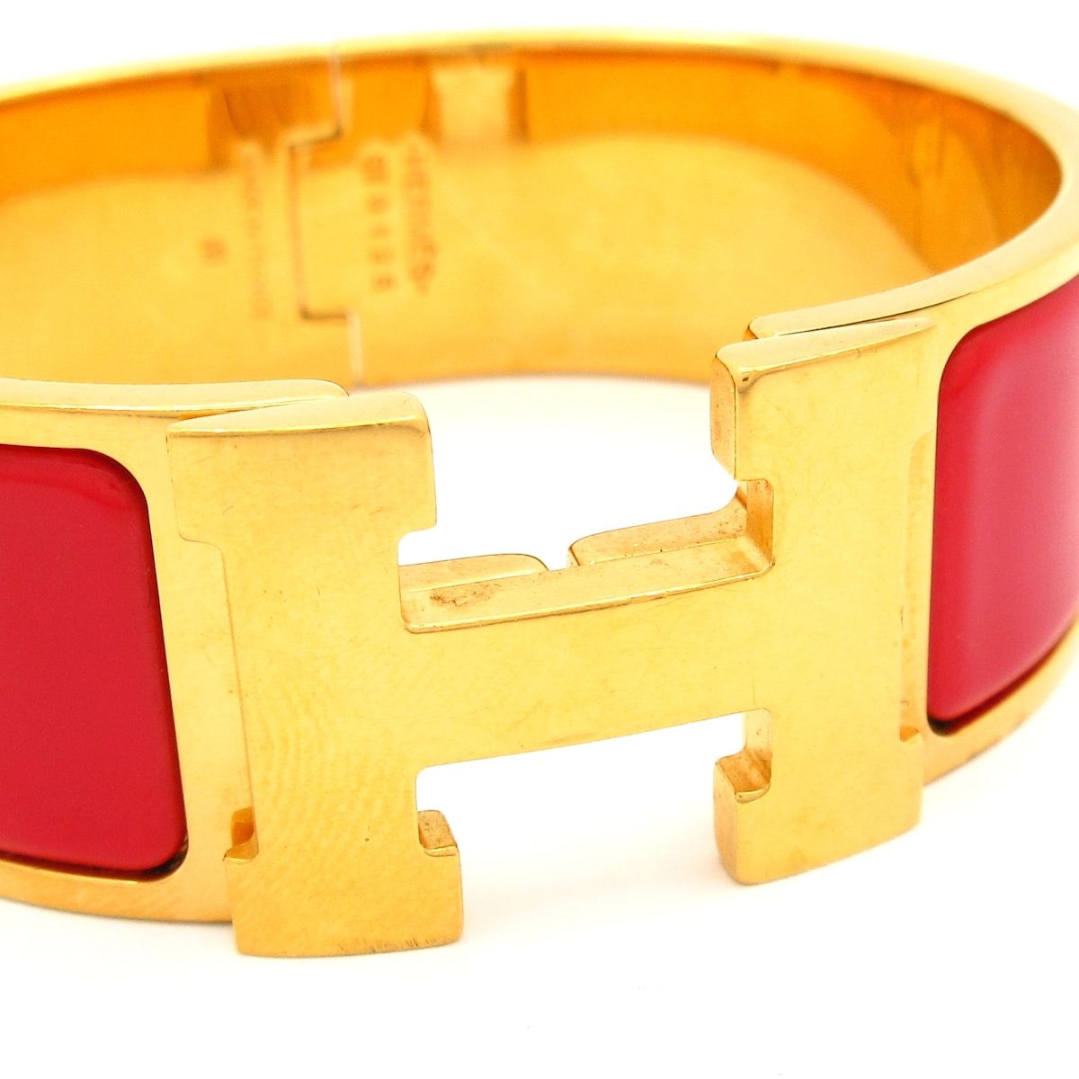 Hermes Bangle Clic Clac Gold Red Bracelet — view 5