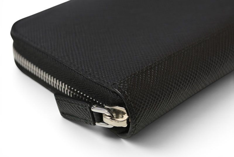 Prada Wallet Zip Around Saffiano Black — view 6