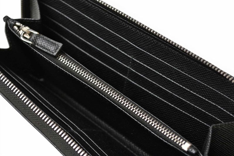 Prada Wallet Zip Around Saffiano Black — view 8