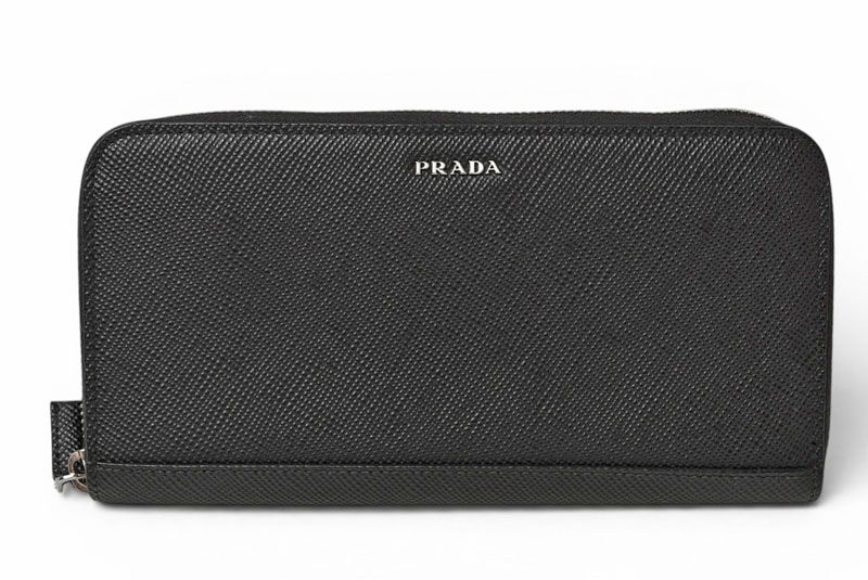 Prada Wallet Zip Around Saffiano Black