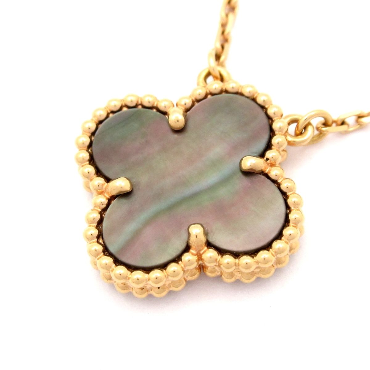 Van Cleef & Arpels Necklace Vintage Alhambra 18k Pink Gold Gray Mother of Pearl