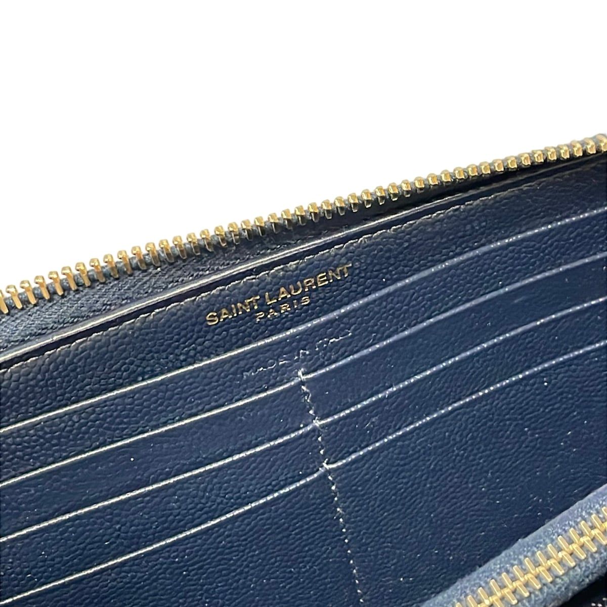 Saint Laurent Paris Wallet Navy Zip Around Leather — view 5