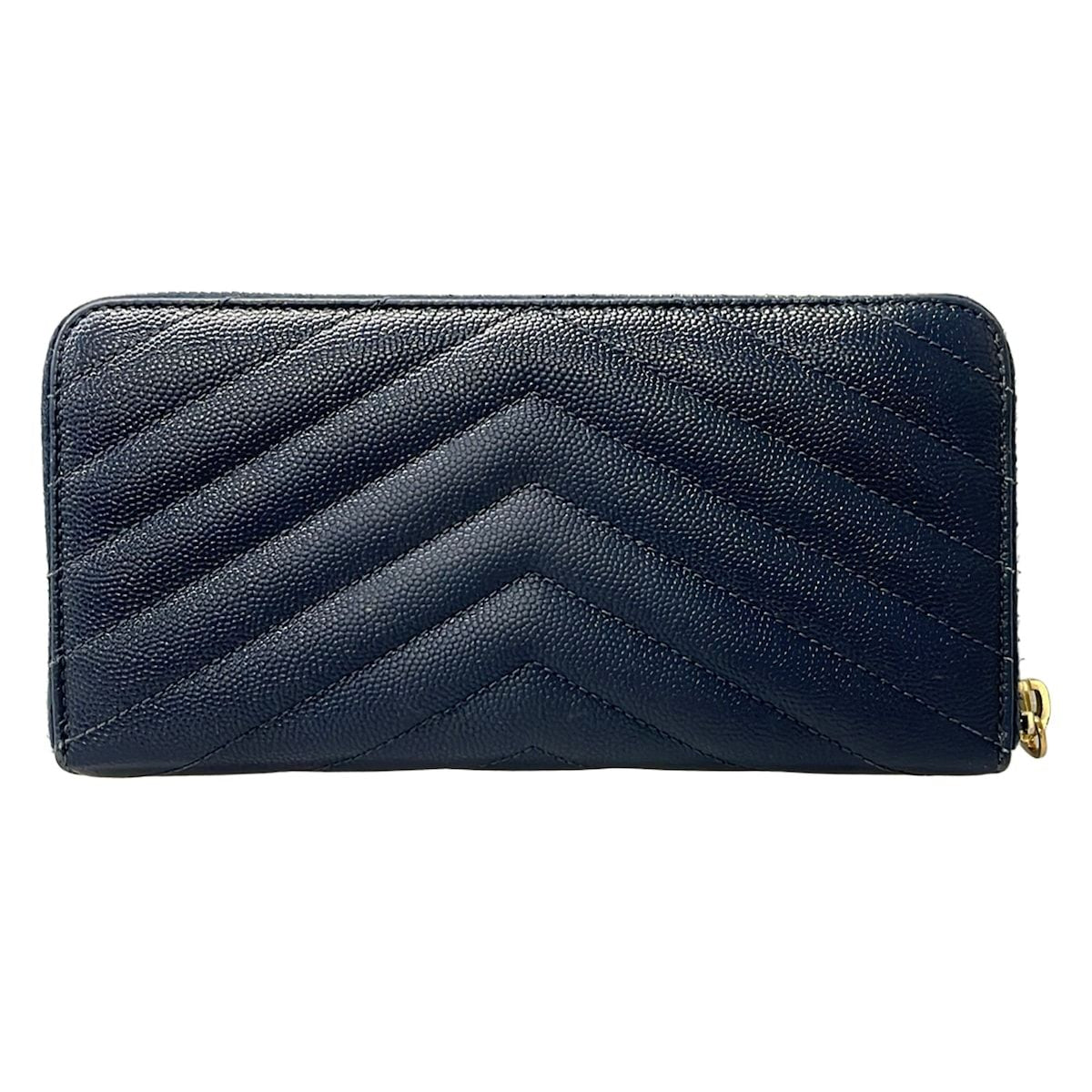 Saint Laurent Paris Wallet Navy Zip Around Leather — view 2
