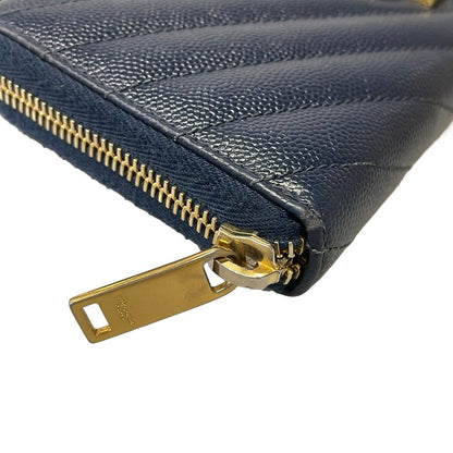 Saint Laurent Paris Wallet Navy Zip Around Leather — view 6