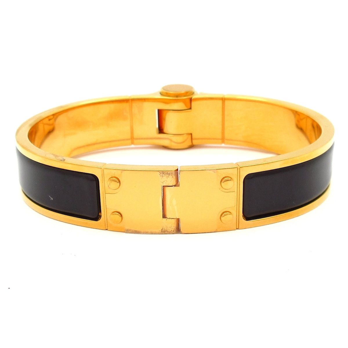 Hermes Bangle Charnier Gold Black Bracelet — view 3