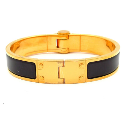 Hermes Bangle Charnier Gold Black Bracelet — view 3