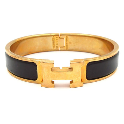 Hermes Bangle Click Gold Black Bracelet