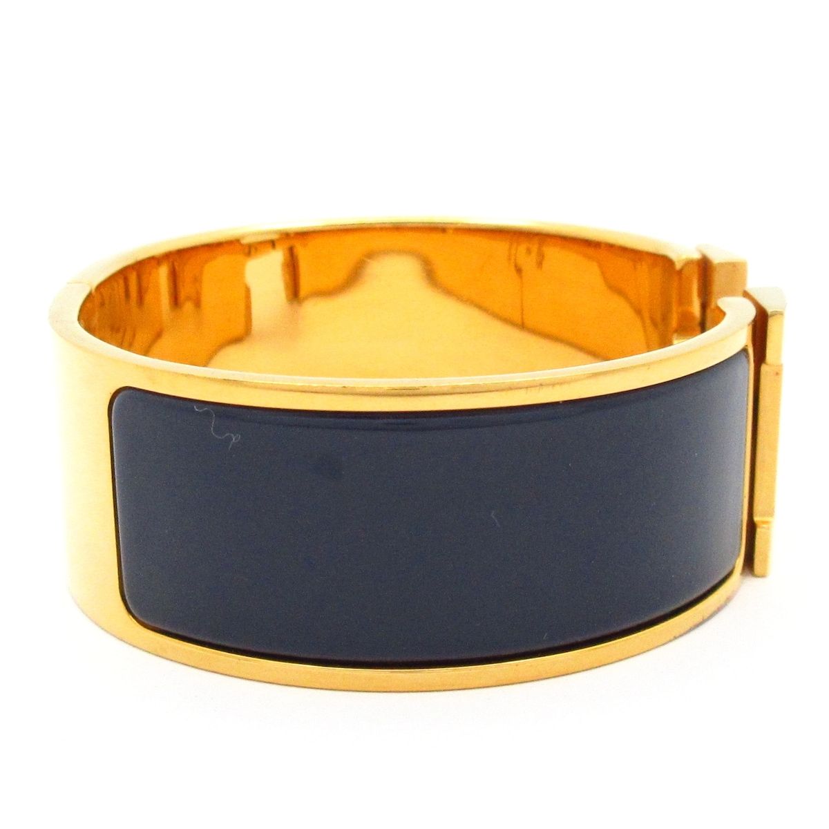 Hermes Bangle Clic Clac Gold Dark Navy Bracelet — view 2