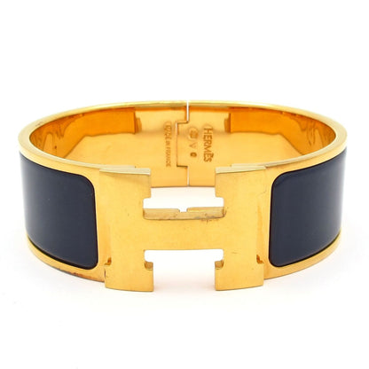 Hermes Bangle Clic Clac Gold Dark Navy Bracelet