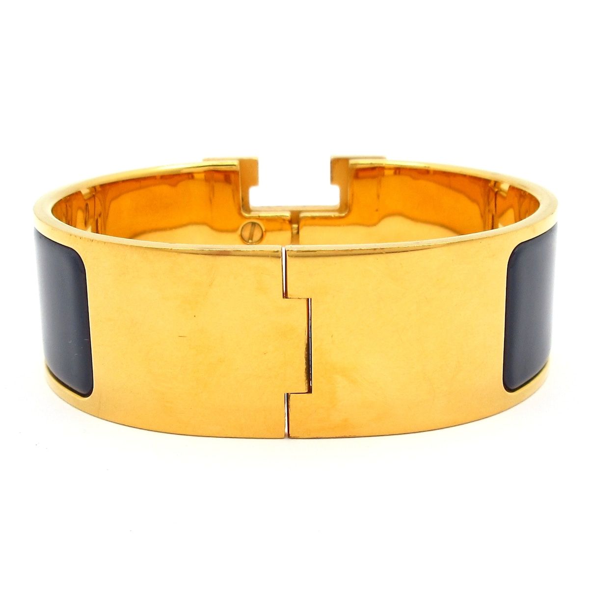 Hermes Bangle Clic Clac Gold Dark Navy Bracelet — view 3