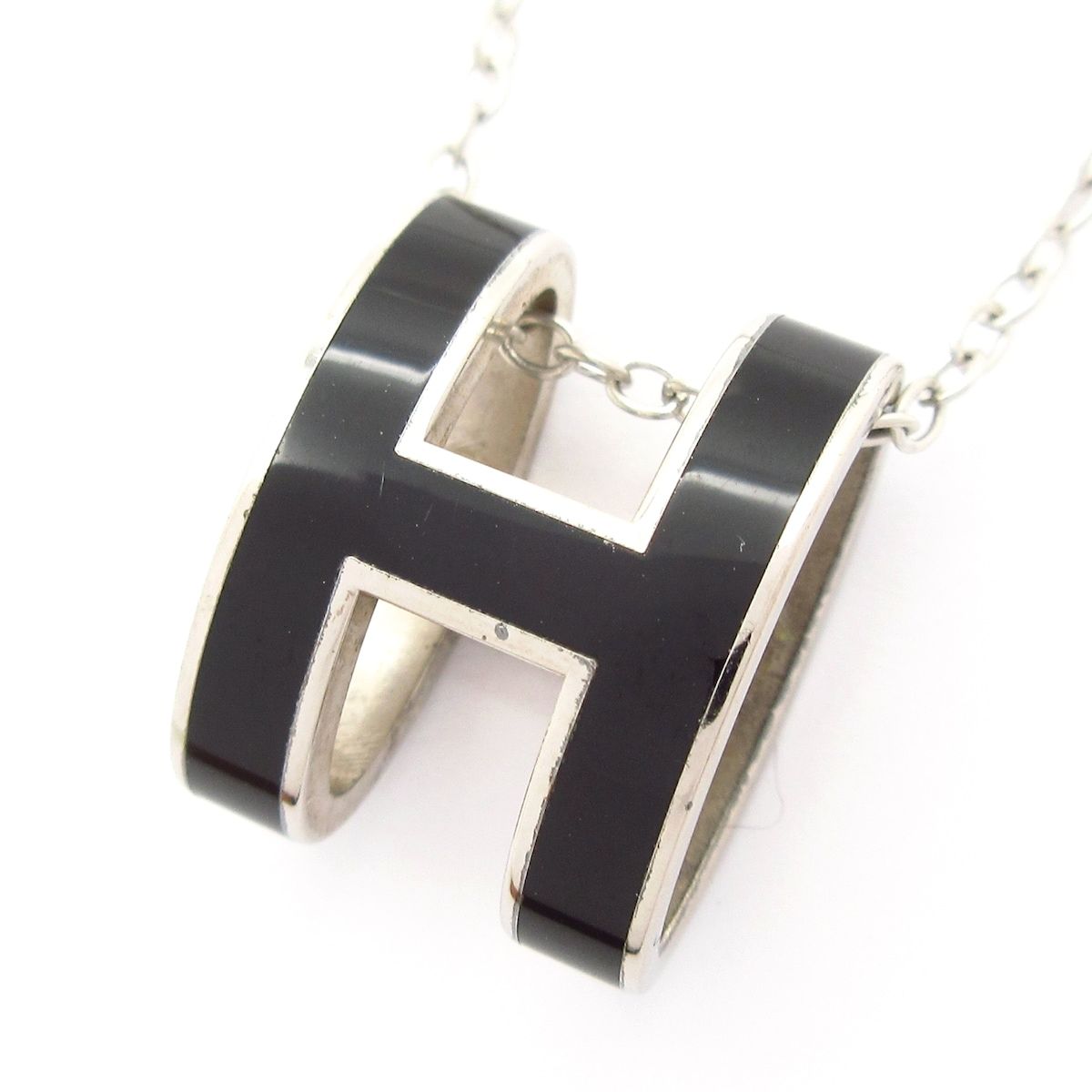 Hermes Necklace Pop Silver Black — view 3