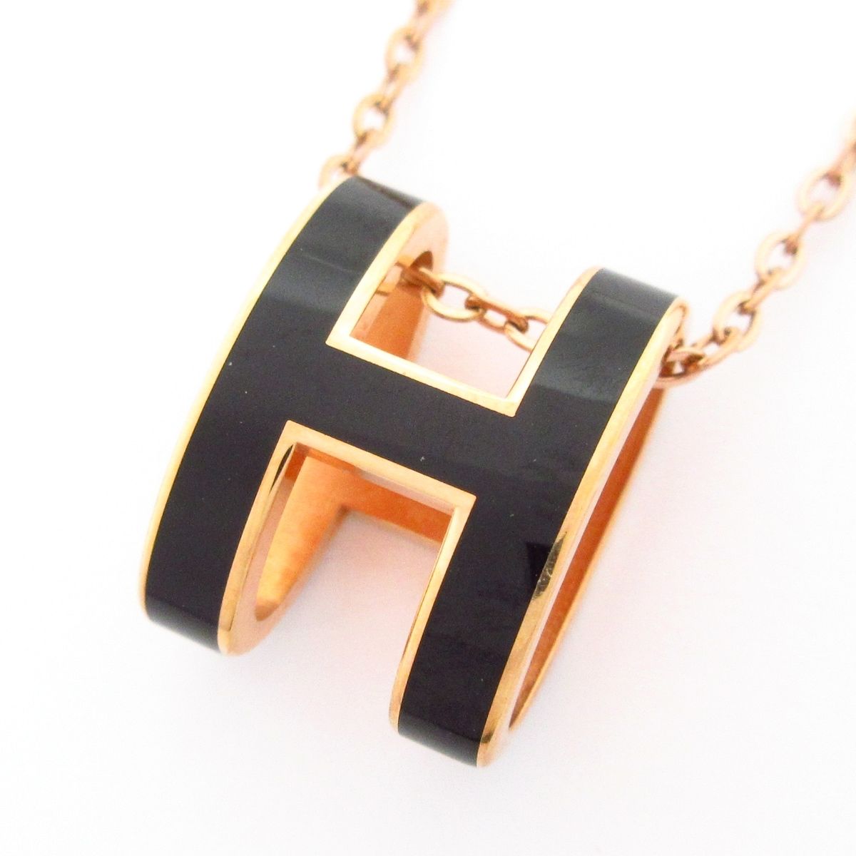 Hermes Necklace Pop Pink Gold Black