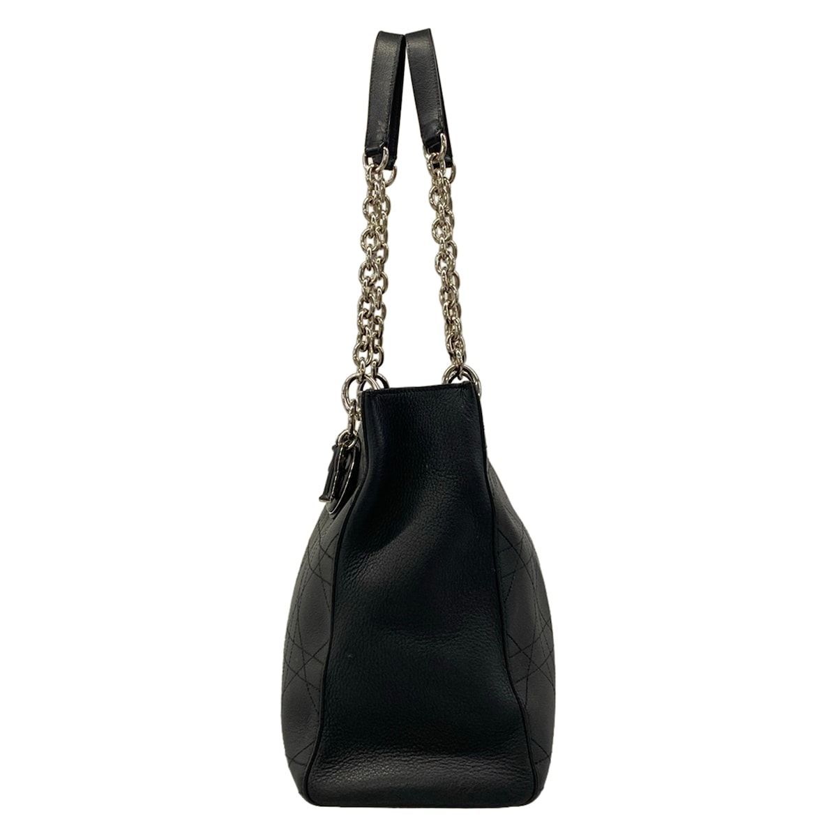 Dior Shoulder Bag Cannage Stitch Black Leather — view 4
