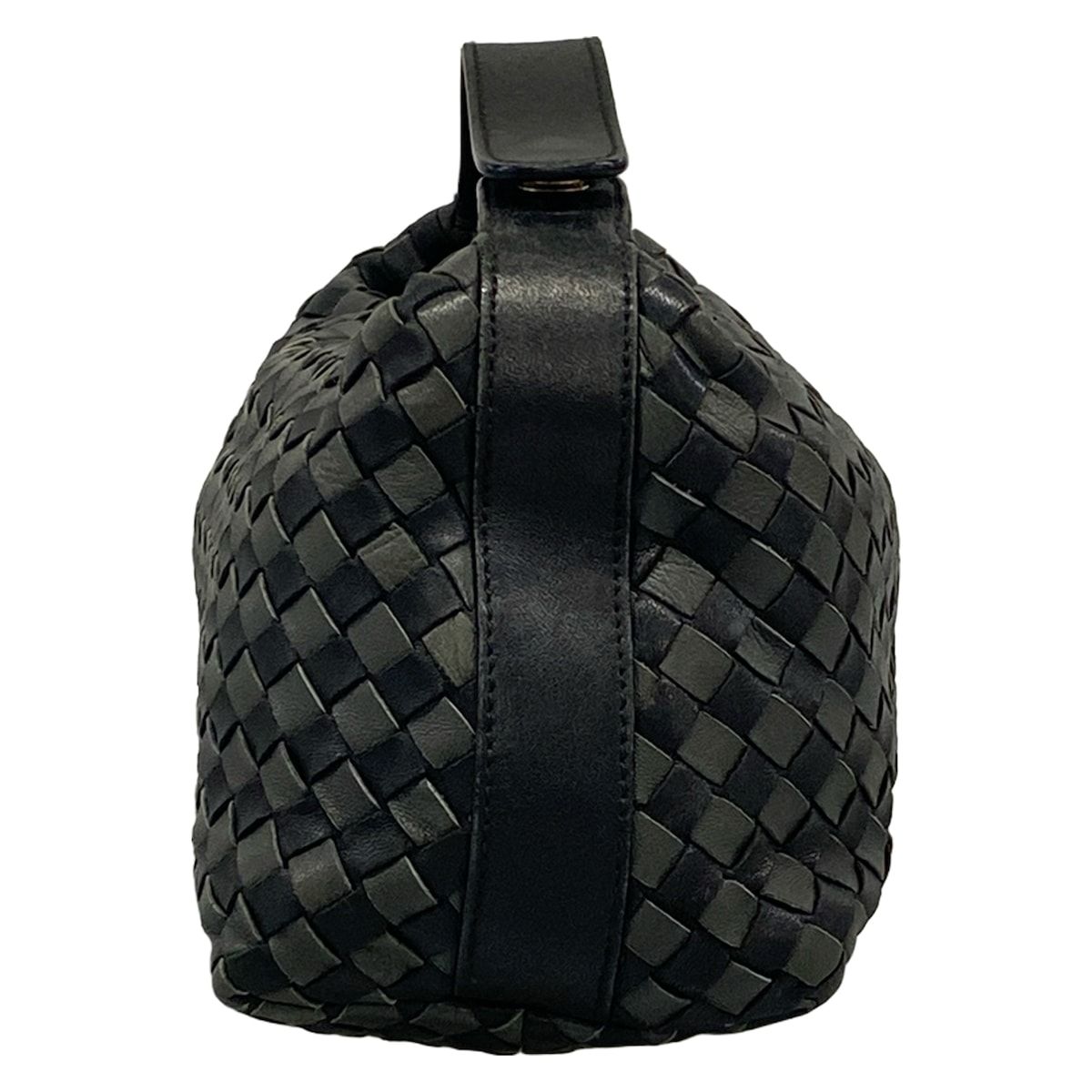 Bottega Veneta Handbag Intrecciato Black Dark Gray Leather — view 2