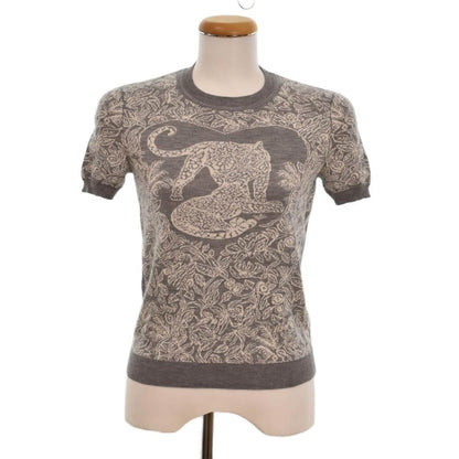 Hermes Jungle Love Knit Sweater Short Sleeve Crew Neck Pullover Cashmere Silk