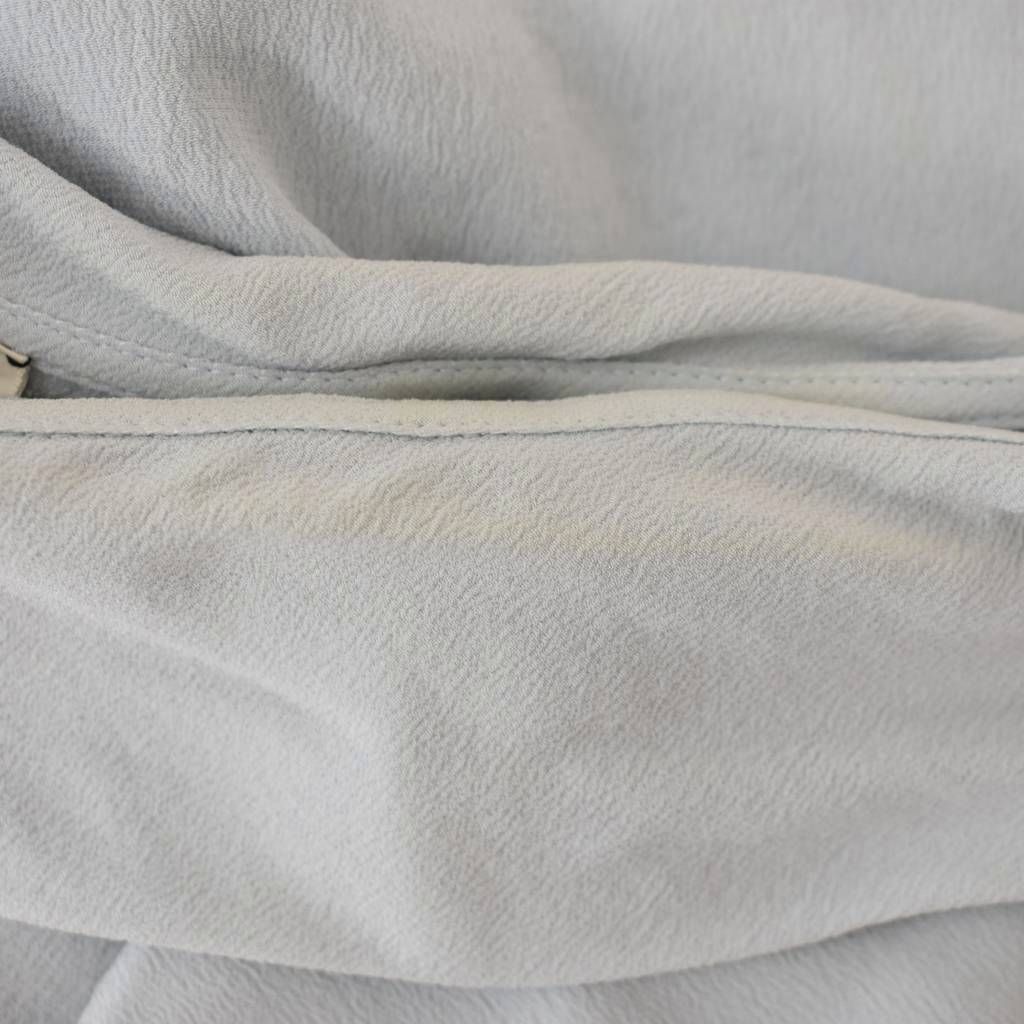 Hermes Blouse Shirt Top Bowtie Long Sleeve Logo Embroidery 34 Light Blue — view 7