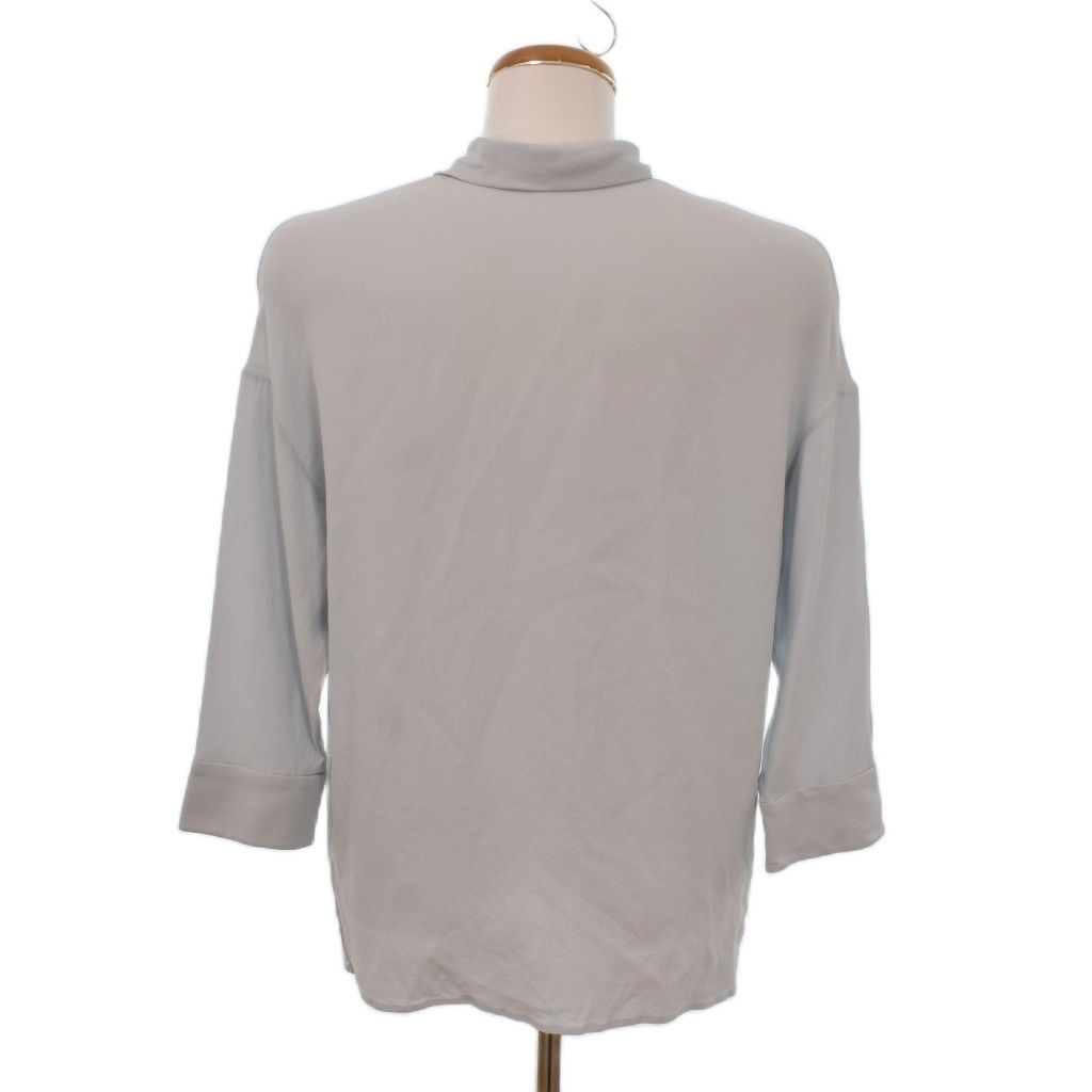 Hermes Blouse Shirt Top Bowtie Long Sleeve Logo Embroidery 34 Light Blue — view 2