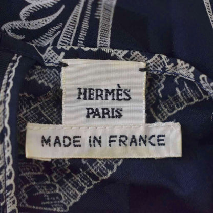 Hermes Blouse Shirt Top Long Sleeve with Belt High Neck Back Zip All Over — view 4