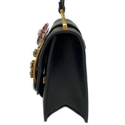 Miu Miu Shoulder Bag Madras Black Bijuu Leather — view 4