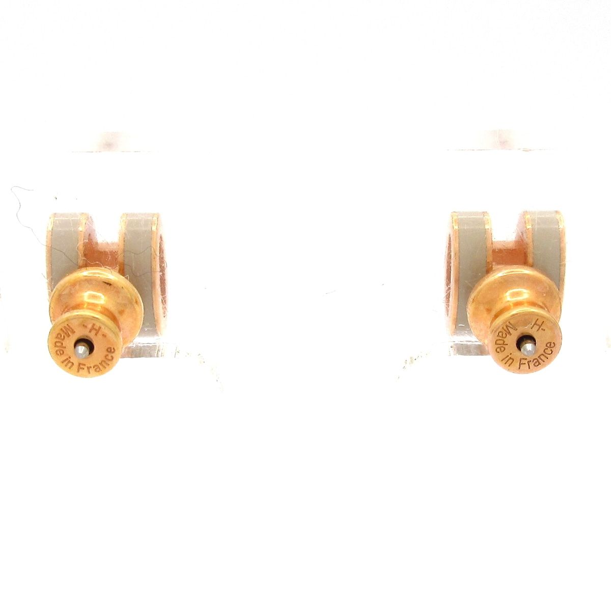 Hermes Earrings Mini Pop Light Gray Ju Pink Gold — view 3