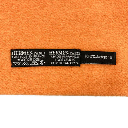 Hermes Scarf Ivory Orange Multi Feather Pattern Angora Silk — view 2