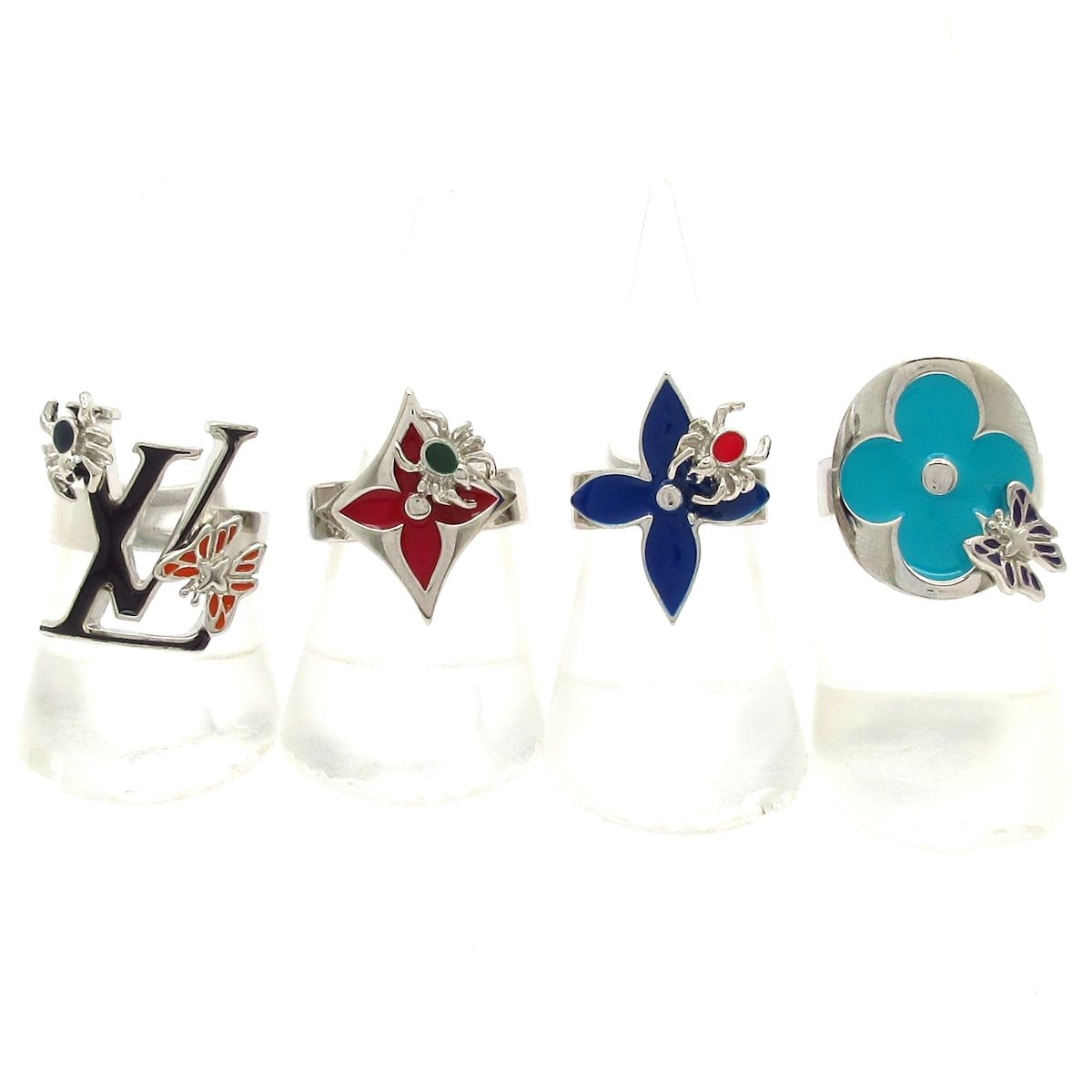 Louis Vuitton Bague Set for LV Fairy Tale Silver Red Multi Ring Items