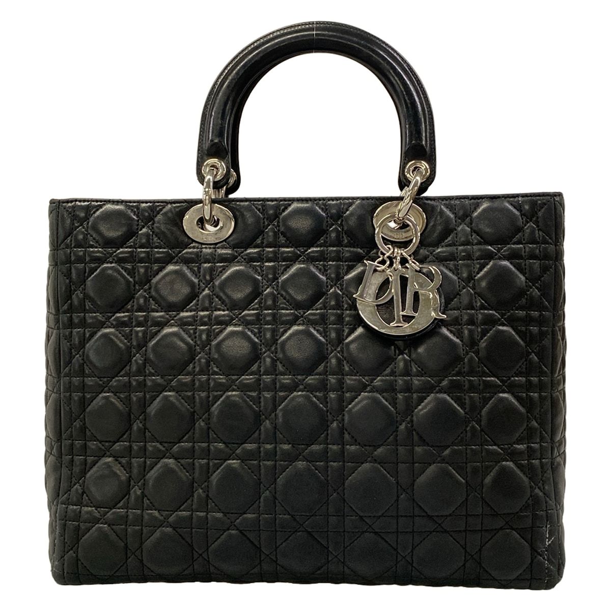 Dior Handbag Lady Large Bag Black Leather