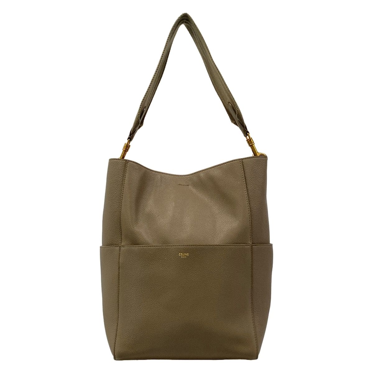 Celine Shoulder Bag Sangles Brown Leather