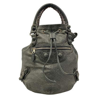 Balenciaga Handbag Giant Pom Green Gray Leather