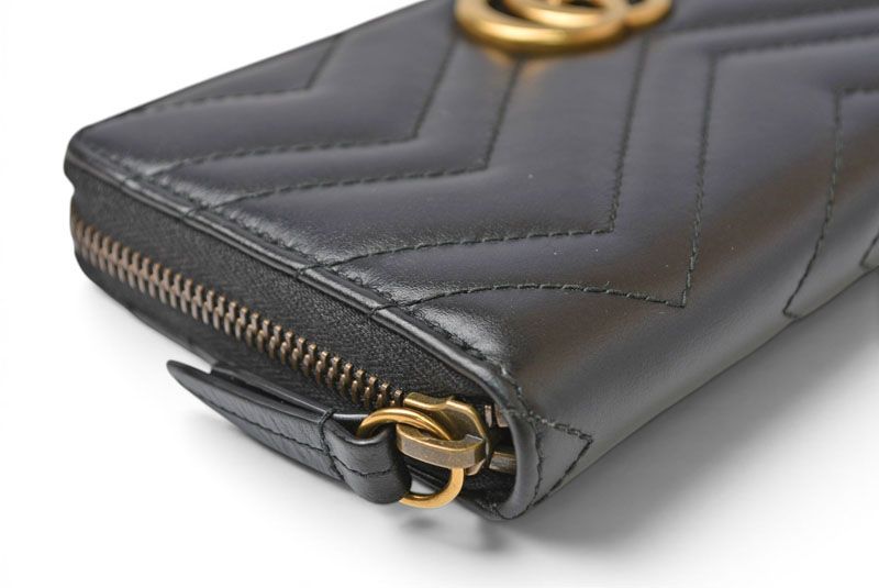 Gucci Wallet GG Marmont Zip Around Leather Black — view 7